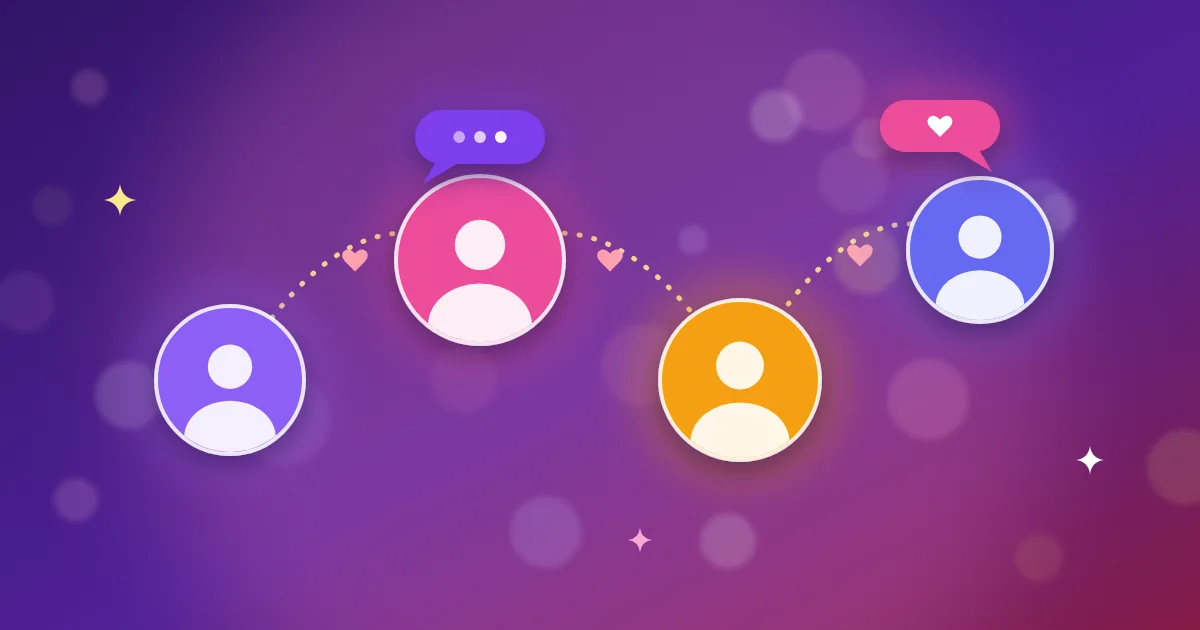 Two chat bubbles linked together representing chat room friendships