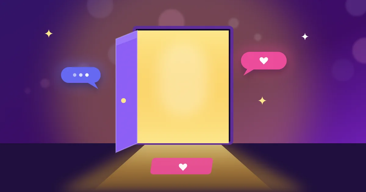 Open door with warm light representing coming back to a chat community
