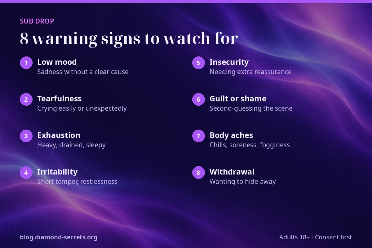 Eight warning signs of sub drop, including low mood, exhaustion and insecurity